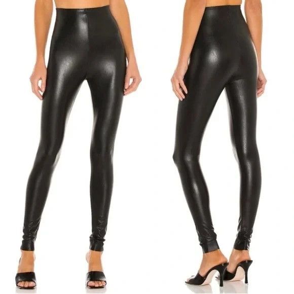 Commando Faux Leather High Rise Leggings Black Perfect Control Raw Hem - Picture 1 of 14